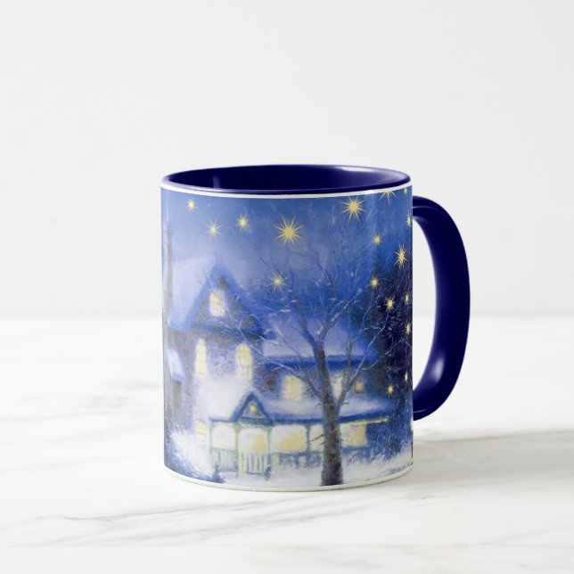 Caneca Noite Silenciosa. Presente de Pintura de Natal (Frente Esquerda)