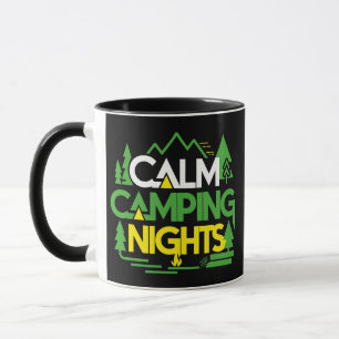 Caneca Noites de acampamento calmo, acampamento de verão