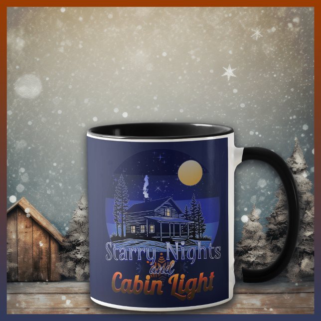 Caneca Noites de Starry e Cabine Luz Retro Sunset (Criador carregado)