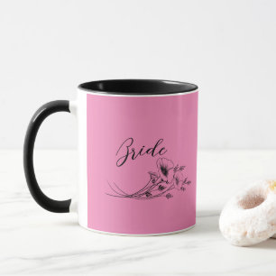 Caneca Noiva Desenhos de Flores Silvestres Rosa
