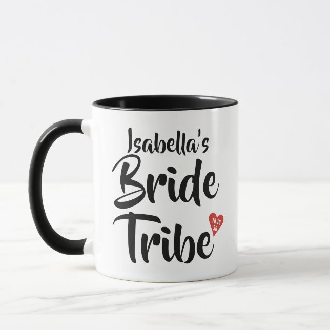 Caneca Noiva Tribo Data Vermelha Coração Personalizado (Esquerda)