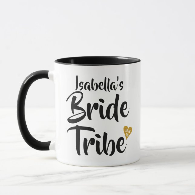 Caneca Noiva Tribo Ouro Data Coração Personalizado (Esquerda)