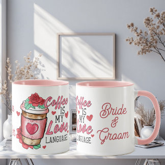 Caneca Noivos Personalizados & Nomes dos Noivos Elegantes