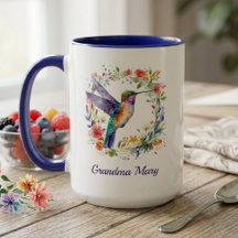 Caneca Nome Avó Beija-flor Presente Floral