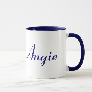 Caneca Nome Azul e Branco Angie