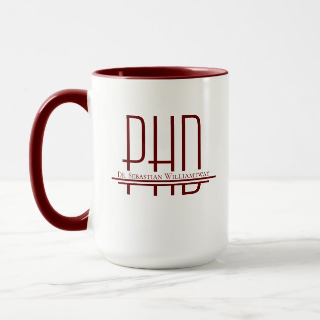 Caneca Nome Burgundy PhD (Esquerda)