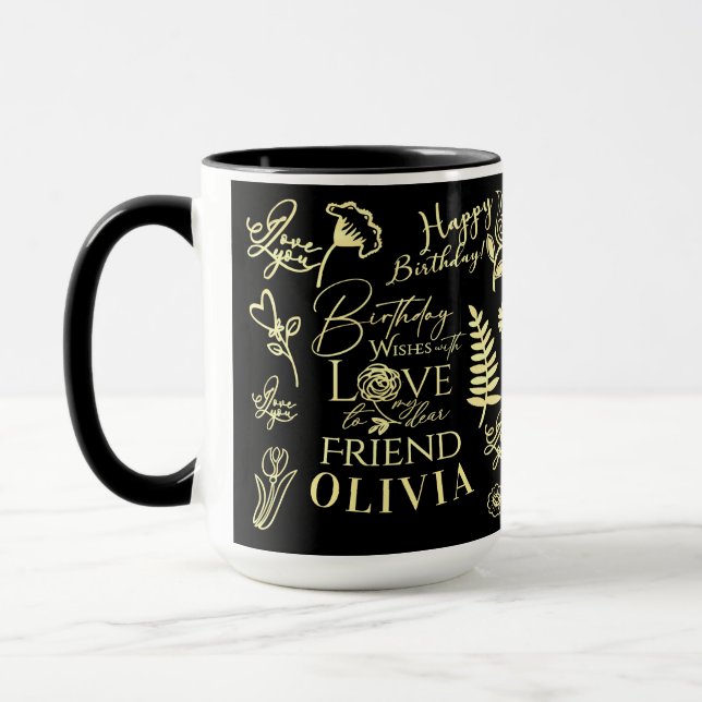 Caneca Nome Caligráfico Moderno e Elegante para Aniversár (Esquerda)