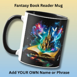 Caneca Nome, Castelo de Fantasia Livro Romance Leitura Sa