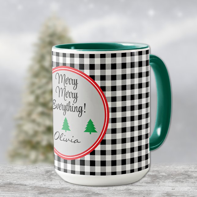 Caneca Nome, Cheque de Buffalo Preto e Branco 15oz. Combo (Criador carregado)