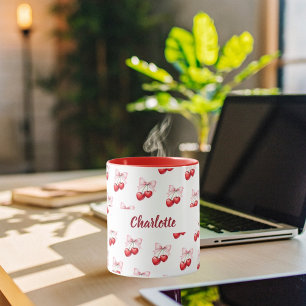 Caneca Nome cor-de-rosa do arco de cereja