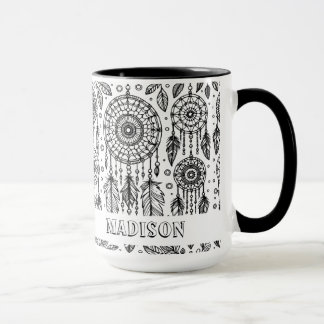 Caneca Nome da Coloração das Penas do Boho Dreamcatcher