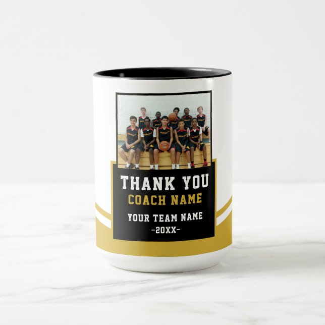 Caneca Nome da Equipe Moderna Foto Treinador Obrigado (Centro)