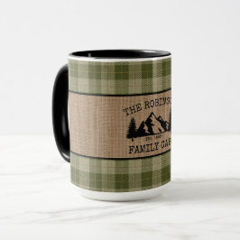 Caneca Nome da Família Árvores de Cabina Xadrez Burlap Bi