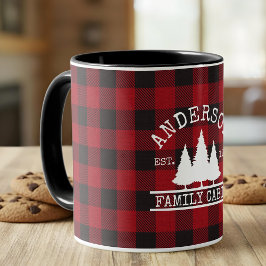 Caneca Nome da Família Cabina Xadrez Red Buffalo