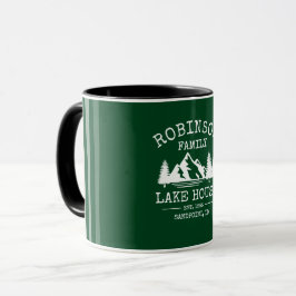 Caneca Nome da Família Lago Árvores Floresta Verde Dois T