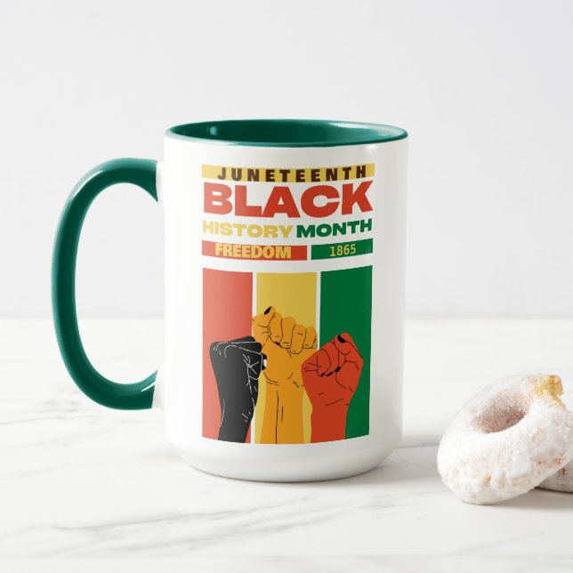 Caneca nome da história da 1865 liberdade negra africana (Com Donut)