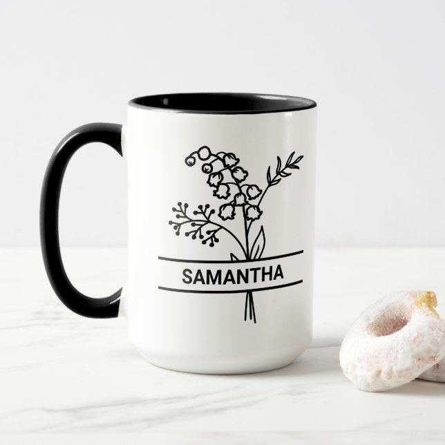 Caneca Nome da Mãe Personalizada do Mês de Nascimento do  (Com Donut)