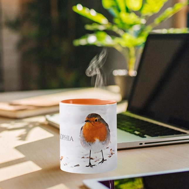 Caneca Nome da neve do pássaro Red Robin (Criador carregado)