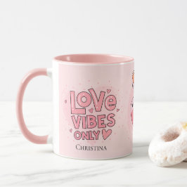 Caneca Nome da Posição de Amor Rosa Moderno Vibes de Amor