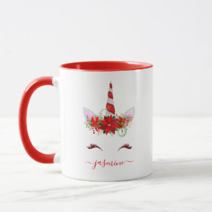 Caneca Nome das Douradas Florais Vermelhas do Unicórnio d