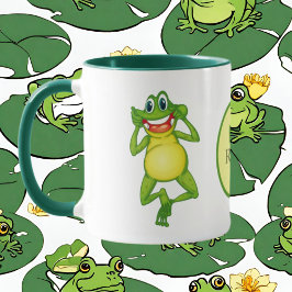 Caneca Nome de adição do sapo do monograma