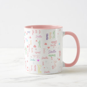 Caneca Nome de cor personalizado Stella corações mágicos