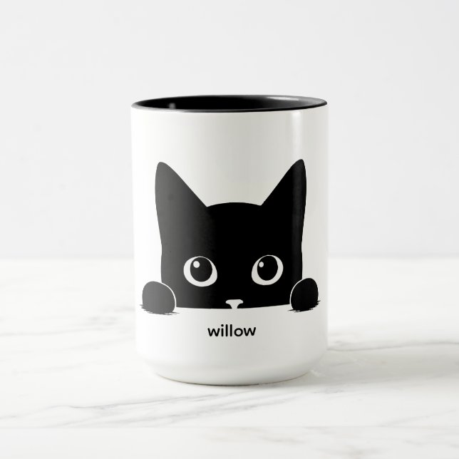 Caneca Nome de Estimação de Gato Fofo Personalizado (Centro)