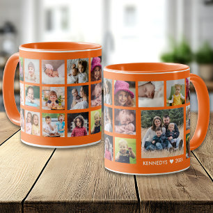 Caneca Nome de Família Personalizado  22 Colagem de Fotos