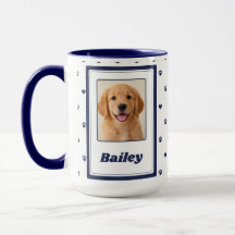 Nome de Foto de Animal Personalizado Moldura Azul