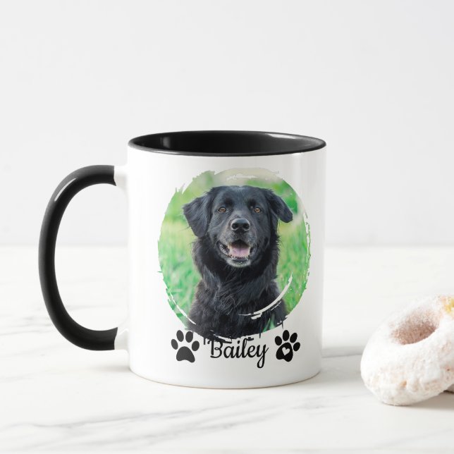 Caneca Nome de Foto Simples de Pet Moderno (Com Donut)