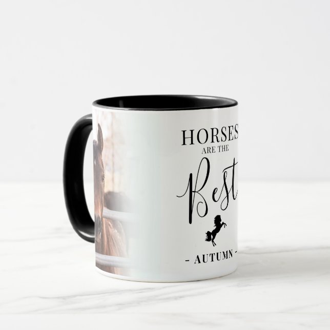 Caneca Nome de Fotos 'Cavalos são os Melhores' com Estilo (Frente Esquerda)