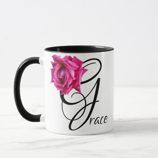 Caneca Nome de Grace personalizável rosa rosa rosa rosa b (Esquerda)
