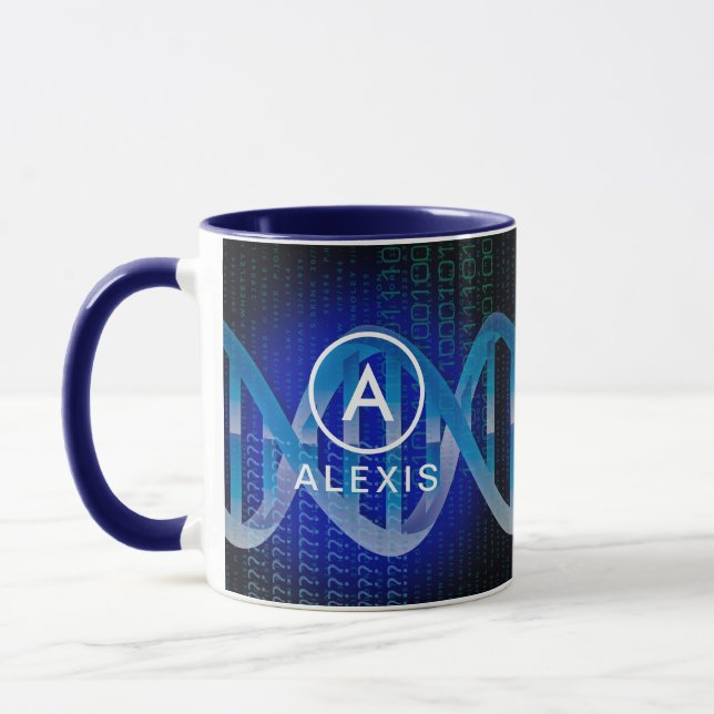Caneca Nome de monograma ID de DNA Ciência (Esquerda)