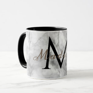 Caneca Nome de monograma personalizado Design de mármore