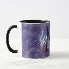 Caneca Nome de monograma personalizado Design de Mármore