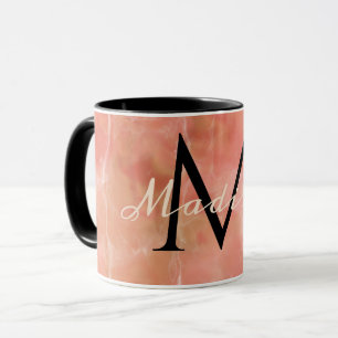 Caneca Nome de monograma personalizado Design de mármore