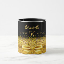 Caneca Nome do arco de ouro negro de 50 anos