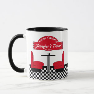 Caneca Nome do Cozinhar Doméstico Chef Diner Retro Cups M