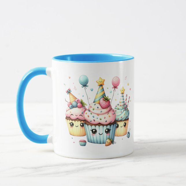 Caneca Nome do cupcake de aniversário feliz e bonito (Esquerda)