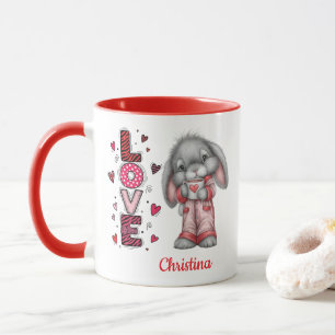 Caneca Nome do Dia dos Namorados do Coelho de Amor Fofo M