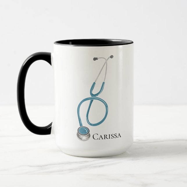Caneca Nome do Estetoscópio de Assistente Médico Personal (Esquerda)