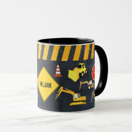 Caneca Nome do Garoto da Máquina Pesada dos Caminhões de 