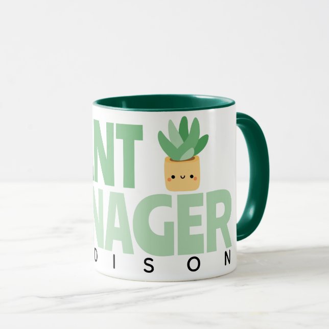 Caneca Nome do gerenciador de plantas personalizado Cactu (Frente Esquerda)