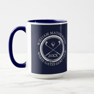 Caneca Nome do Golfista e do Clube Data Azul Marinho