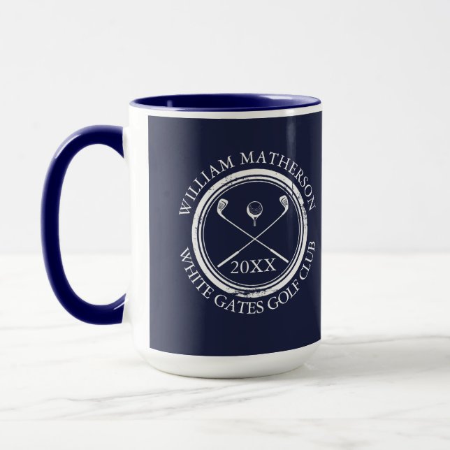 Caneca Nome do Golfista e do Clube Data Azul Marinho (Esquerda)