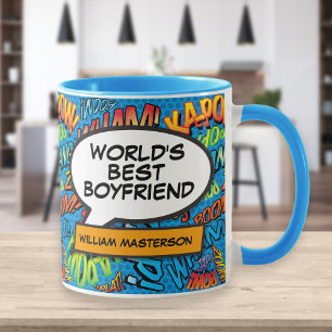 Caneca Nome do Melhor Namorado do Mundo Diversão Retrô Az
