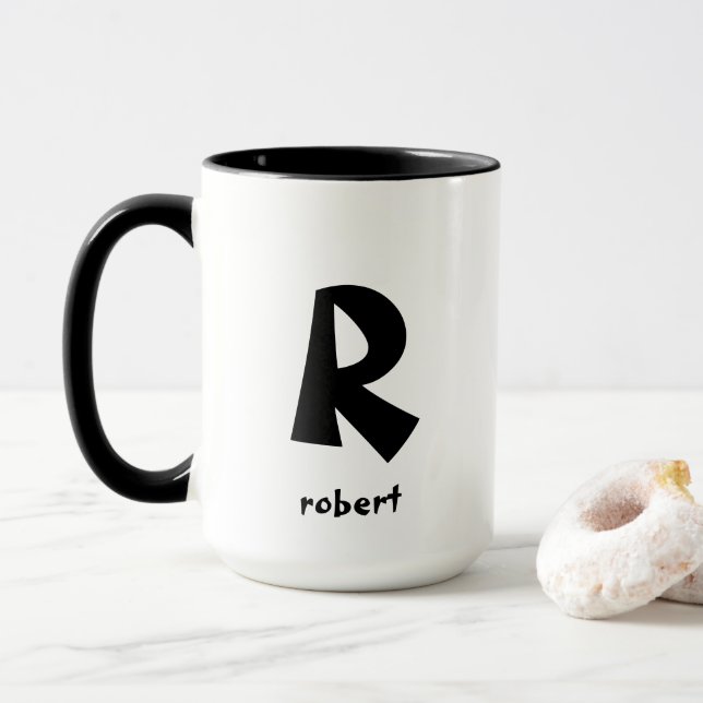 Caneca Nome do Monogame Inicial Jumbo Black Personalizado (Com Donut)