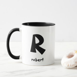 Caneca Nome do Monogame Inicial Jumbo Black Personalizado