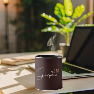Caneca Nome do monograma dourado preto
