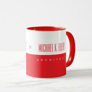 Caneca Nome do Monograma e Cor Vermelha Moderna do Trabal